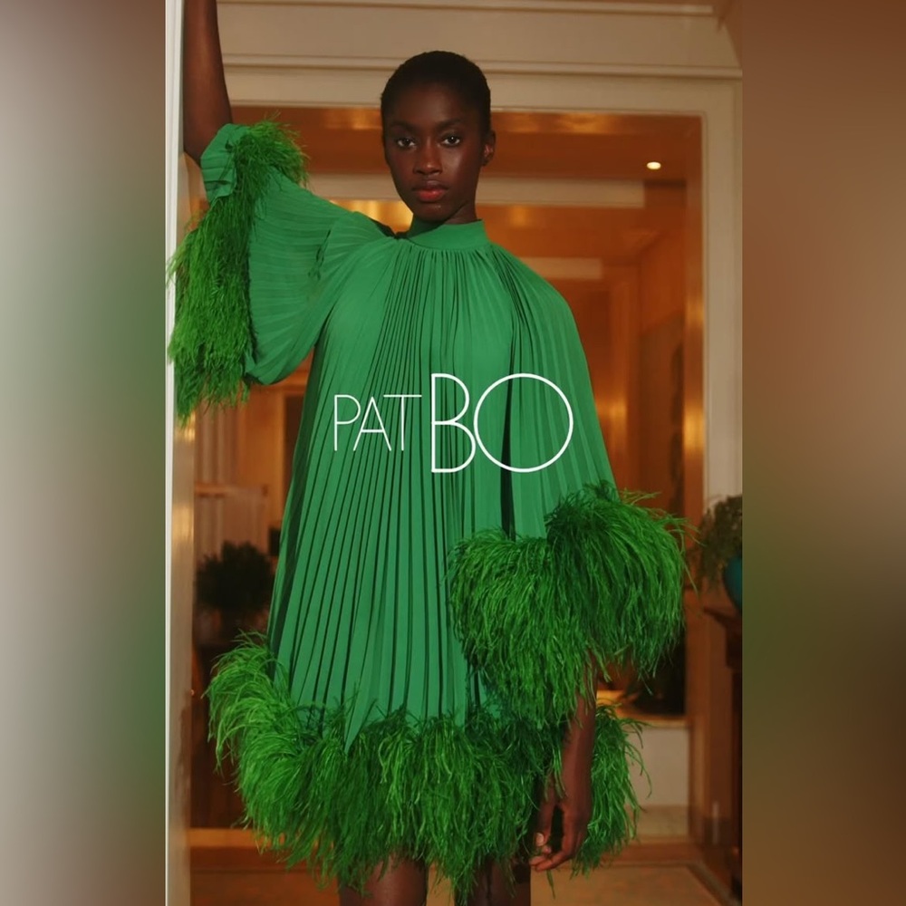 Like new PATBO Pleated Feather Trim Mini Dress $2,200 0 - Picture 2 of 11
